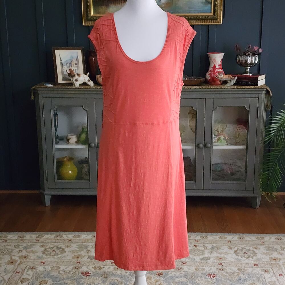 Toad & Co Organic Cotton Tencel Dress Minimalist Sleeveless Orange Sz Lg